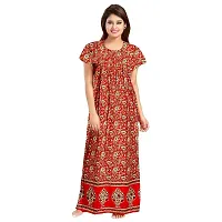 jwf Women's Pure Cotton Regular Jaipuri Maxi Nightdress (Multicolor, Free Size)-thumb3