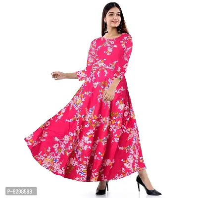 jwf Trendy Modern Women's Wear Rayon Regular Kurta Kurti Gown Anarkali Long Dresses-thumb0