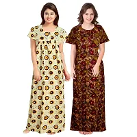 jwf Women's 100% Cotton Block Printed Maternity Wear Full Length Sleepwear Nightdresses Yellow-thumb1