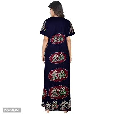 jwf Jaipuri Cotton Printed Maternity Front Zipper Full Length Maxi Nighty Gown (Pack of 2)-thumb3