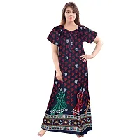 jwf Women's Pure Cotton Gujri Printed Full Length Front Zipper Attractive Maxi Nightdresses ( Combo Pack of 2 PCs.)-thumb3