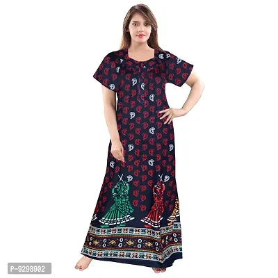 jwf Women's Pure Cotton Gujri Printed Full Length Front Zipper Attractive Maxi Nightdresses ( Combo Pack of 2 PCs.)-thumb4