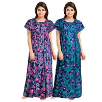 jwf Women's 100% Cotton Block Printed Maternity Wear Full Length Sleepwear Nightdresses Grey-thumb2