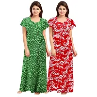 jwf Women's Pure Cotton Block Printed Maternity Wear Full Length Sleepwear Nightdresses Red-thumb2