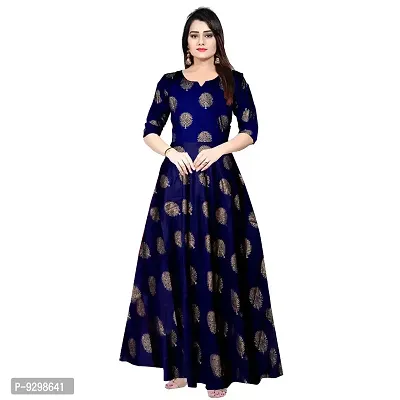 jwf Women Stylish Round Neck Anarkali Long Gown Kurties Dresses (Free Size Upto XXL)-thumb0