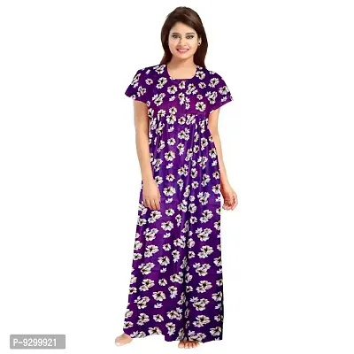 jwf Women's Cotton Printed Night Dress Maxi Gown Nighties Nighty Nightwear Inner  Sleepwear (Combo Pack of 2)-thumb2