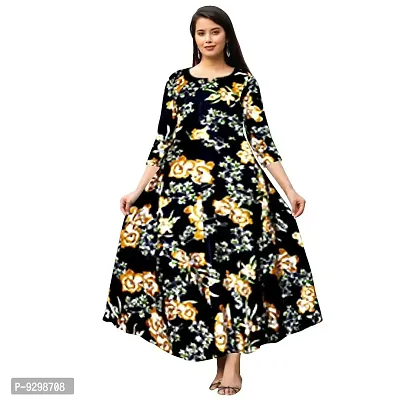jwf Women Rayon Casual Wear Western Maxi Dress Gown for Girl/Women/Ladies (Free Size Upto XXL)-thumb0