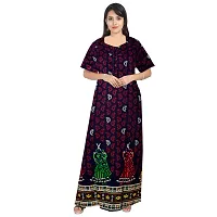 jwf Jaipuri Cotton Printed Maternity Front Zipper Full Length Maxi Nighty Gown (Pack of 2)-thumb3