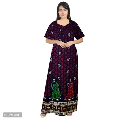 jwf Jaipuri Cotton Printed Maternity Front Zipper Full Length Maxi Nighty Gown (Pack of 2)-thumb4