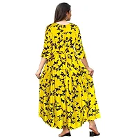 jwf Women's Attractive Rayon Maxi Dress Round Neck Anarkali Long Gown Kurties Dresses (Free Size Upto XXL)-thumb1