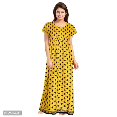 jwf Women's Cotton Printed Midi Night Dress (SON_7037 XL_Multicolor_Free Size)