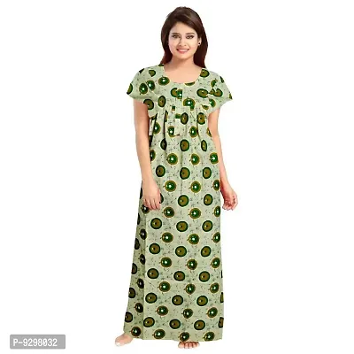 jwf Women s Cotton Maxi Nighty Full Length 55 inch Maxi Dress with Front Zip Regular Night Gown Pink,Green-thumb4