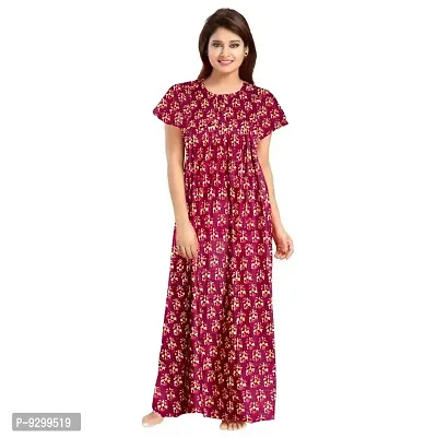 jwf Women's Half Sleeves Cotton Floral Print ZMaxi/Nighty/Night Dress|Nightwear for Womens (Combo of 2)-thumb4