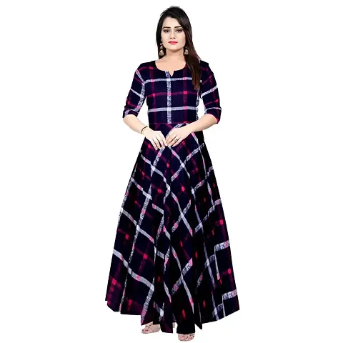 jwf Women's Rayon Regular Kurta Full Sleeves Kurti Gown Anarkali Dress for Women and Girls