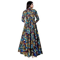 jwf Women's Latest Western Rayon Fit  Flare Maxi Dress/Gown for Women Green-thumb1