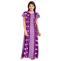 jwf Women's Pure Cotton Printed Maxi Maternity Nightwear, Nightdress Free Size, (Pack of 2) Purple,Black-thumb3