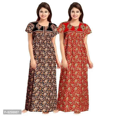 jwf Women's Pure Cotton Regular Maternity Nighty Jaipuri Night Gown Nighty (Free Size ( Upto XXL )-thumb0