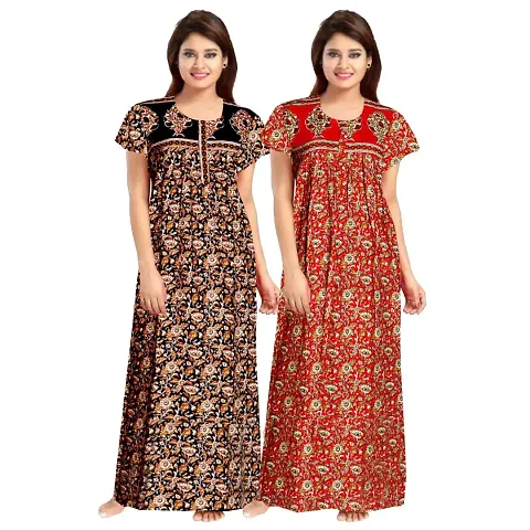 jwf Women's Pure Cotton Regular Maternity Nighty Jaipuri Night Gown Nighty (Free Size ( Upto XXL )