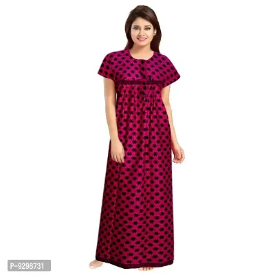 jwf Trendy Women Sleepwear Floral Print Long Maxi Nightdress Pink-thumb0