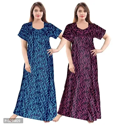 jwf Women's Pure Cotton Printed Attractive Maxi Comfortable Nightdresses ( Combo Pack of 2 PCs.)