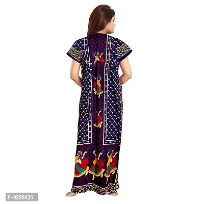 jwf Women's Cotton Embellished Maxi Nighty (Pack of 2) (SON57-M_Blue)-thumb3