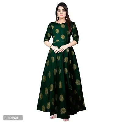 jwf Women's Printed Rayon Fit  Flare Anarkali Maxi Gown for Girl/Women/Ladies (Free Size Upto XXL)