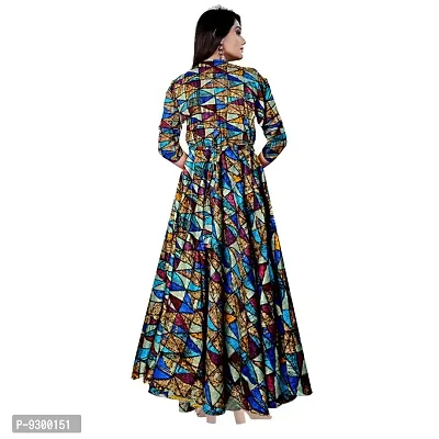 jwf Women Beautiful Rayon Fabric Fit and Flare Maxi Dress Gown Kurties (Free Size Upto XXL)-thumb2