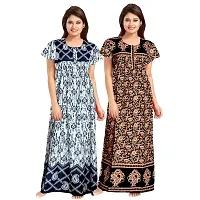 jwf Women's Pure Cotton Printed Nightdresses (Pack of 2) White-thumb2