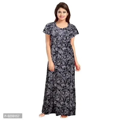 jwf Women's Half Sleeves Cotton Floral Print ZMaxi/Nighty/Night Dress|Nightwear for Womens (Combo of 2)-thumb2