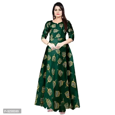 jwf Women Stylish Round Neck Anarkali Long Gown Kurties Dresses (Free Size Upto XXL)