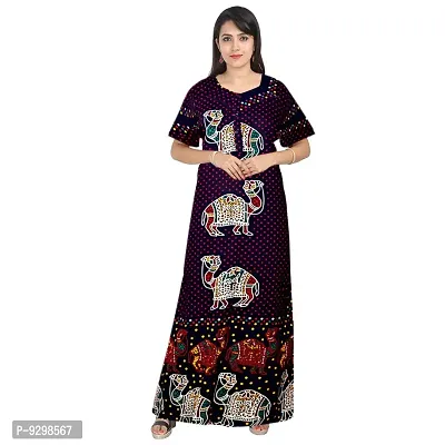 jwf Jaipuri Cotton Printed Maternity Front Zipper Full Length Maxi Nighty Gown (Pack of 2)-thumb2