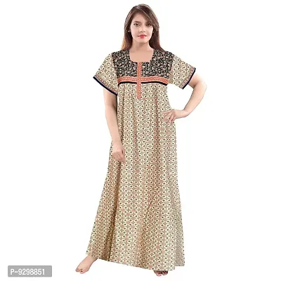 jwf Women's 100% Cotton Printed Maternity Full Length Sleepwear Maxi Nightdresses-thumb2