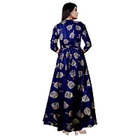 jwf Women Stylish Multicolor Printed Rayon Fit  Flare Anarkali Maxi Gown Dress with Belt-thumb1