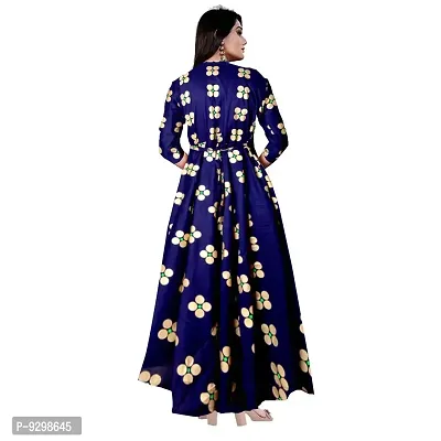 jwf Women Stylish Round Neck Anarkali Long Gown Kurties Dresses (Free Size Upto XXL)-thumb2
