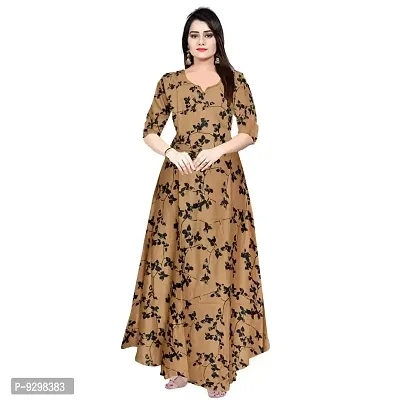 jwf Women Rayon Casual Wear Western Maxi Dress Gown for Girl/Women/Ladies (Free Size Upto XXL) Pink