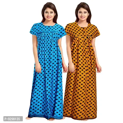 jwf 100% Pure Cotton Nighties Combo (Pack of 2)-thumb0