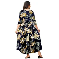 jwf Women Rayon Casual Wear Western Maxi Dress Gown for Girl/Women/Ladies (Free Size Upto XXL)-thumb1