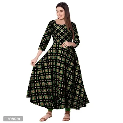 Women's Full Sleeves Fit and Flare Rayon Printed Long Dress