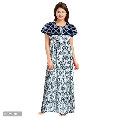 jwf Women's Cotton Printed Maxi Nightwear, Nightdress Free Size, (Pack of 2)-thumb2