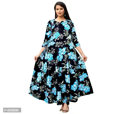 jwf Women Rayon Casual Wear Western Maxi Dress Gown for Girl/Women/Ladies (Free Size Upto XXL)-thumb0