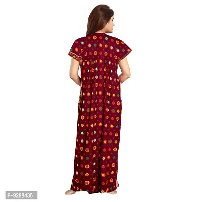 jwf Women's Cotton Embellished Maxi Nighty (Pack of 2) (SON57-M_Blue)-thumb5