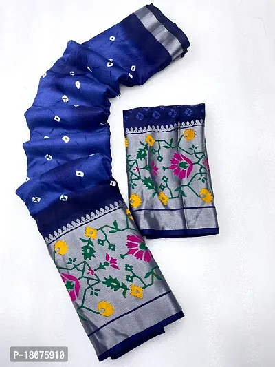 Beautiful Blue Jute Silk Ready to Wear (Stitched) Saree For Women-thumb0