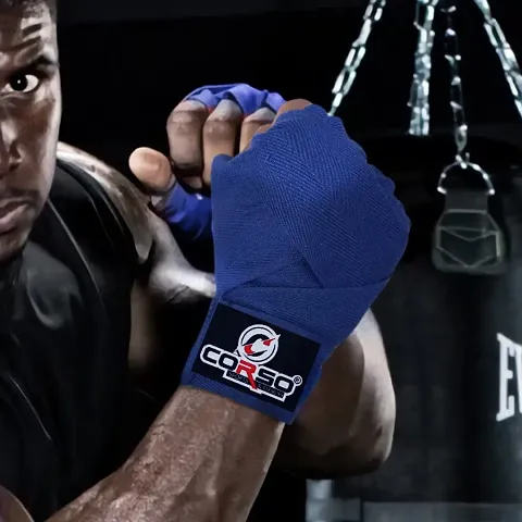 CORSO Blue Cotton Boxing Hand Wraps for Boxing  And Punching