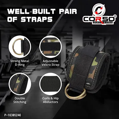 CORSO Ankle Straps with Metal D-Rings for Cable Machine, Kickbacks and Glutes Workouts-thumb2