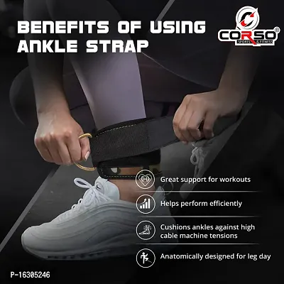 CORSO Ankle Straps with Metal D-Rings for Cable Machine, Kickbacks and Glutes Workouts-thumb5