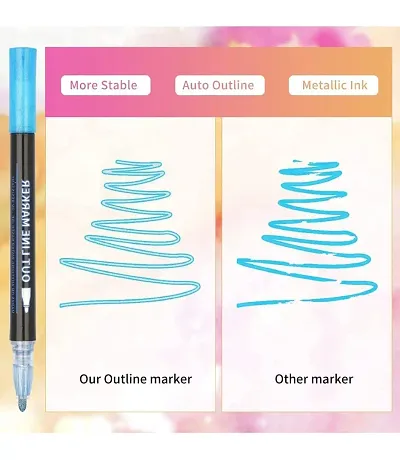 Self-Outline Metallic Markers | Double Line Outline Pen