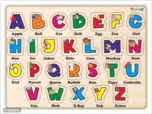 Todfod Wooden English Alphabets Toy for Kids  Children English Alphabets with Knob Multicolor