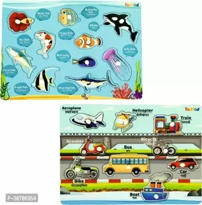 Todfod Wooden Jigsaw Puzzles Gujarati kakko  Fish Characters For Kids 1 Pieces-thumb0