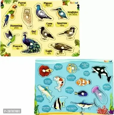 Todfod Wooden Jigsaw Puzzles Birds  Vegetable Characters For Kids 1 Pieces