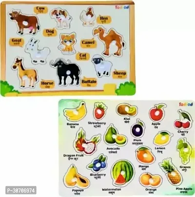 Todfod Wooden Jigsaw Puzzles Fruit Characters For Kids 1 Pieces